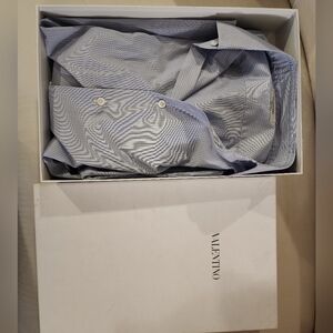 $1360 E Valentino Spa Striped Blue Dress Shirt Eity Original Box